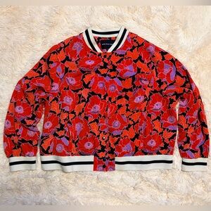 Who What Wear Red Floral Bomber Jacket 2X
